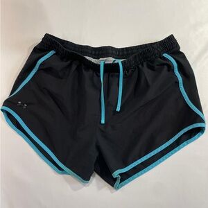 Under Armour Black and Blue Athletic Shorts with Dolphin Hem